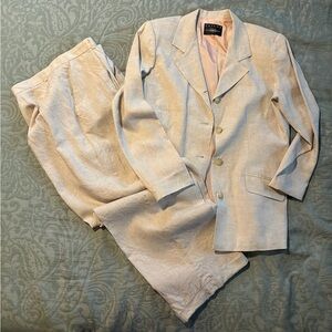 Vintage 90s Tailor B. Moss Beige Linen Suit Jacket & Pants
